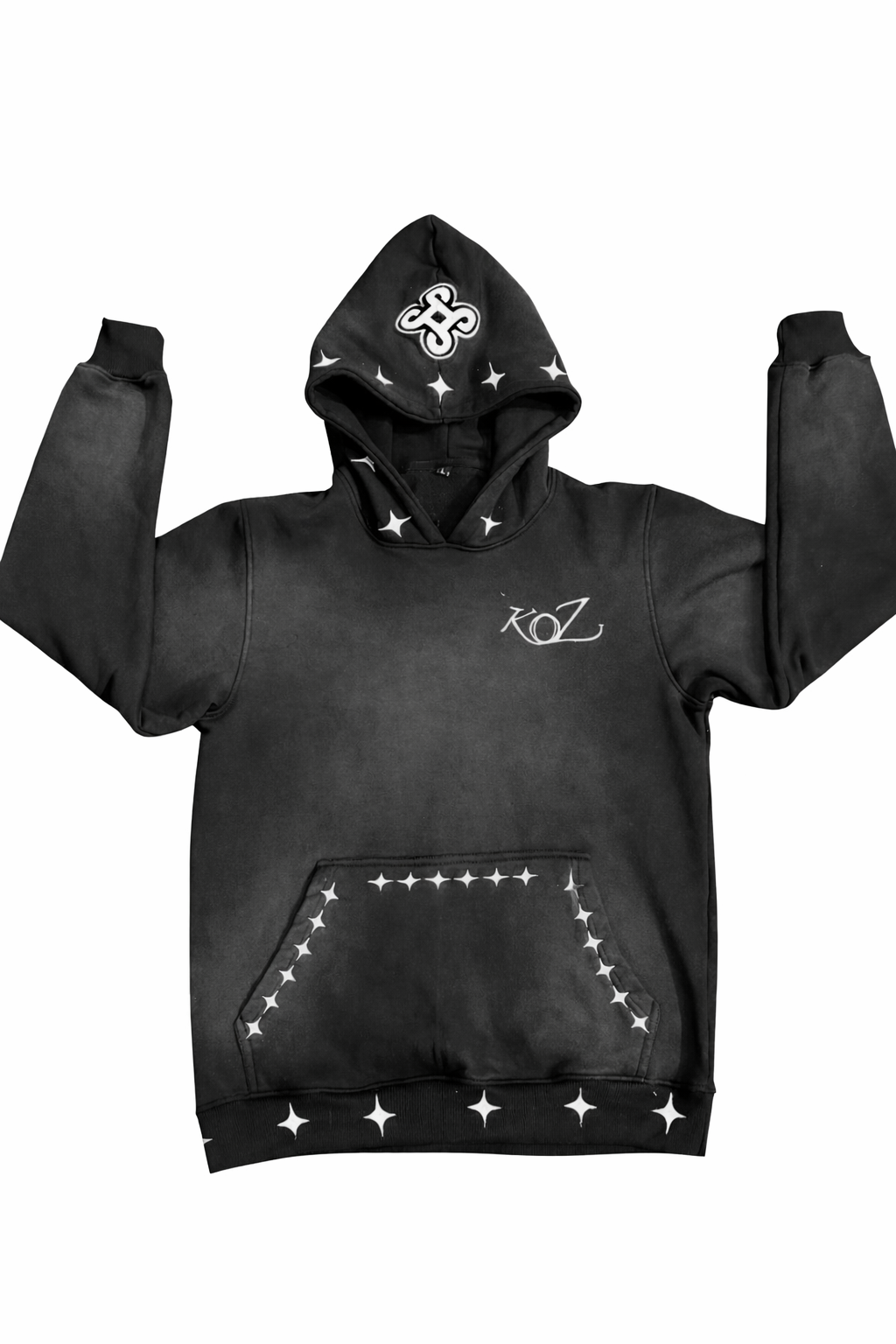 KOZ WASHED "BLACKCAT HOODIE"